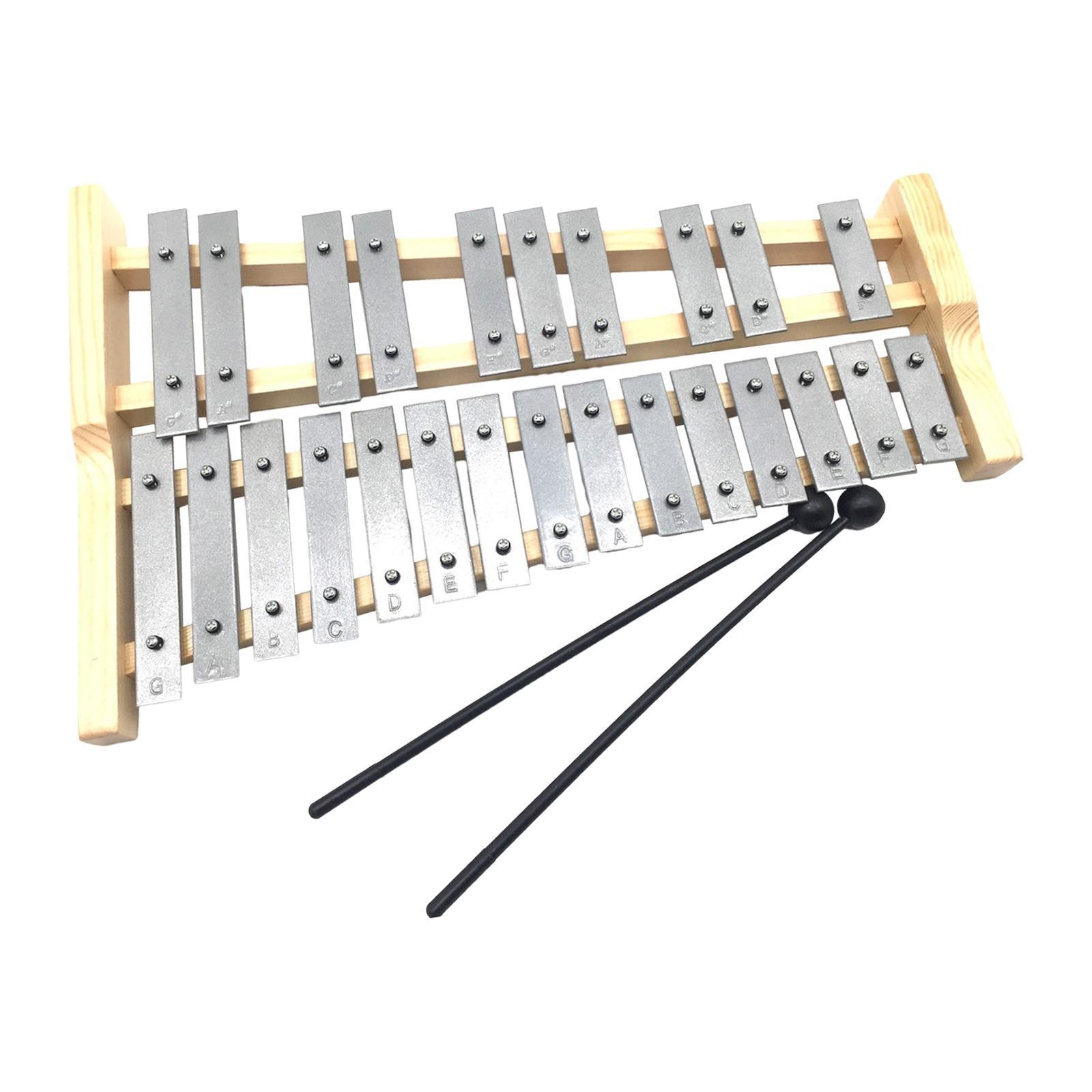 25 Key Glockenspiel Xylophone for Kids Adults Wooden Frame Musical Educational