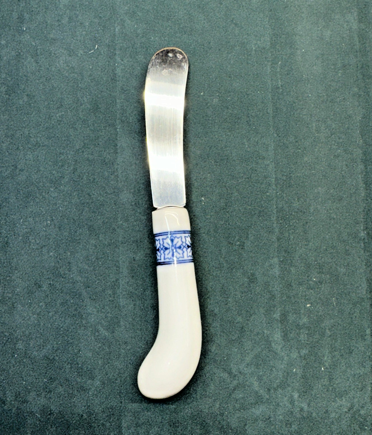 Porcelain Handle Stainless Steel Blade Cheese Pate Butter Knife Made Taiwan BLUE