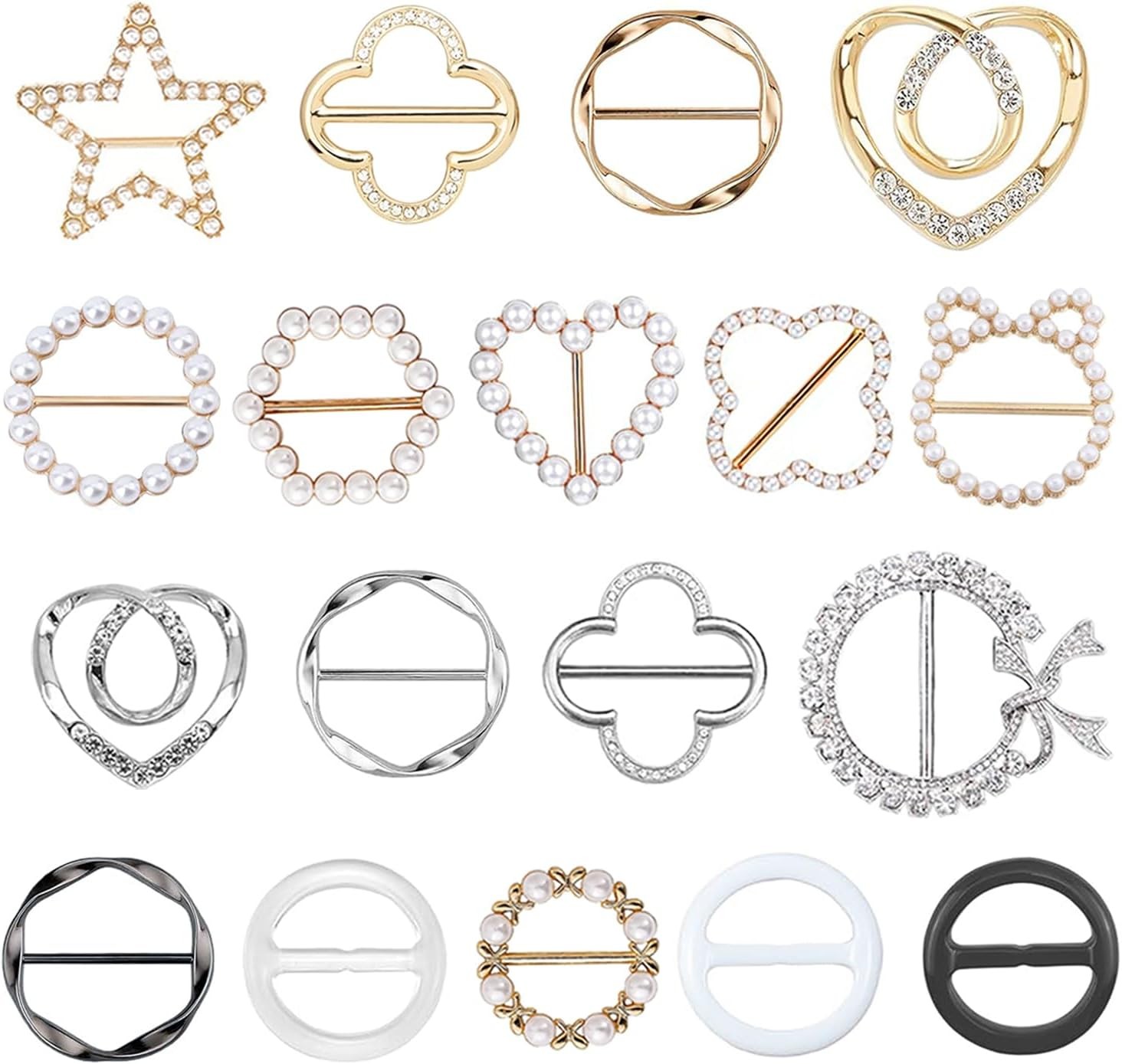 18 Pcs Shirt Ties Clips For Women, T Tie Or Rings Women For...
