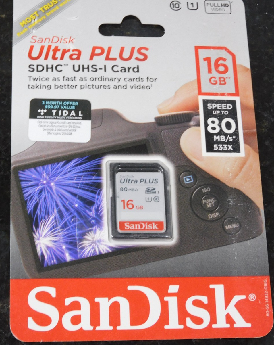 SanDisk Ultra PLUS 16GB 80MB/s Class 10 - SDHC Card - SDSDUP-016G-AW46