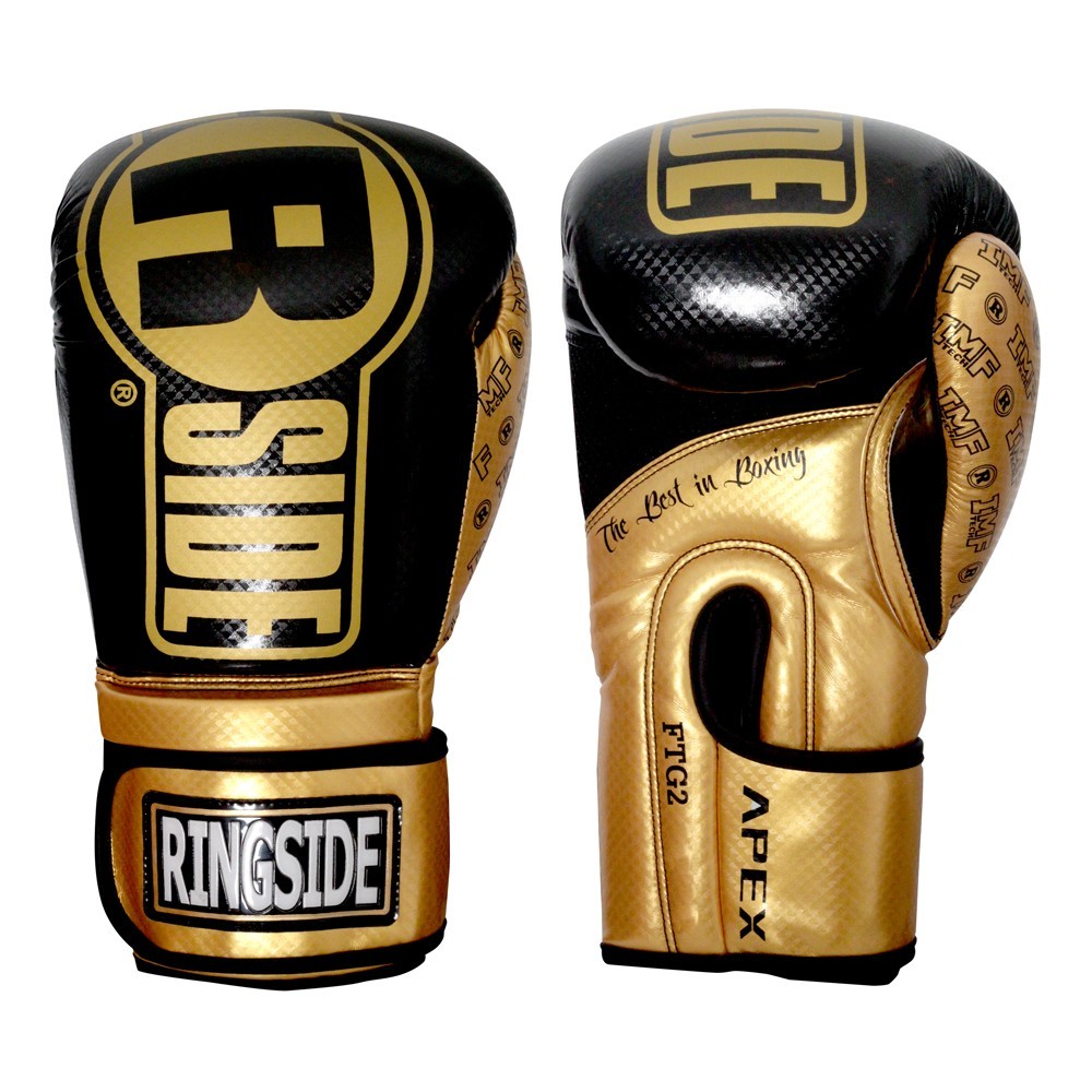 Ringside Apex Flash Sparring Boxing Gloves - Black Gold 16oz - FTG2
