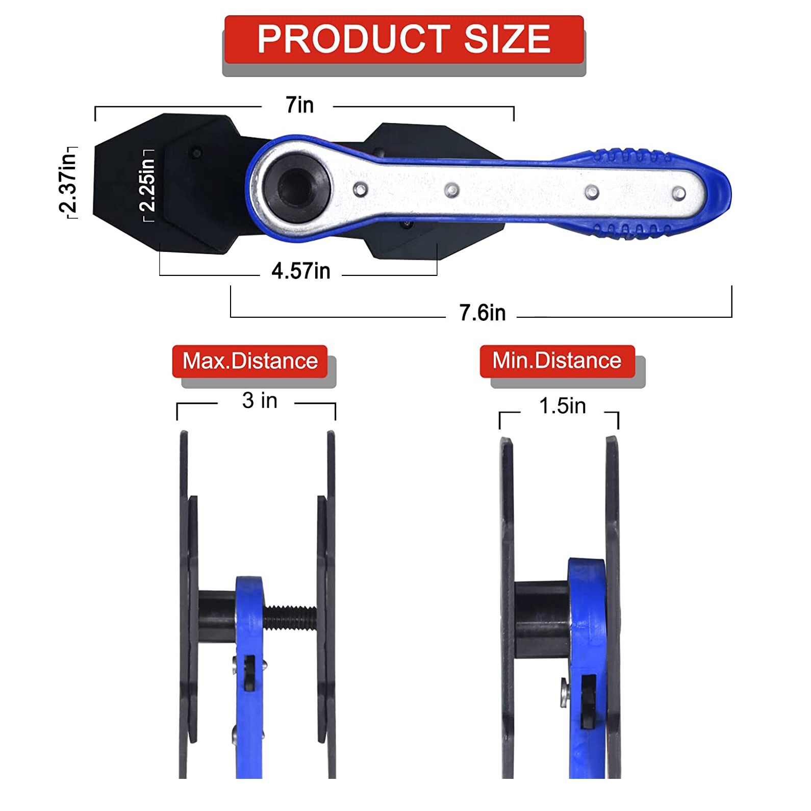 Brake Caliper Compression Tool, 360° Adjustable Ratcheting Piston Compressor USA