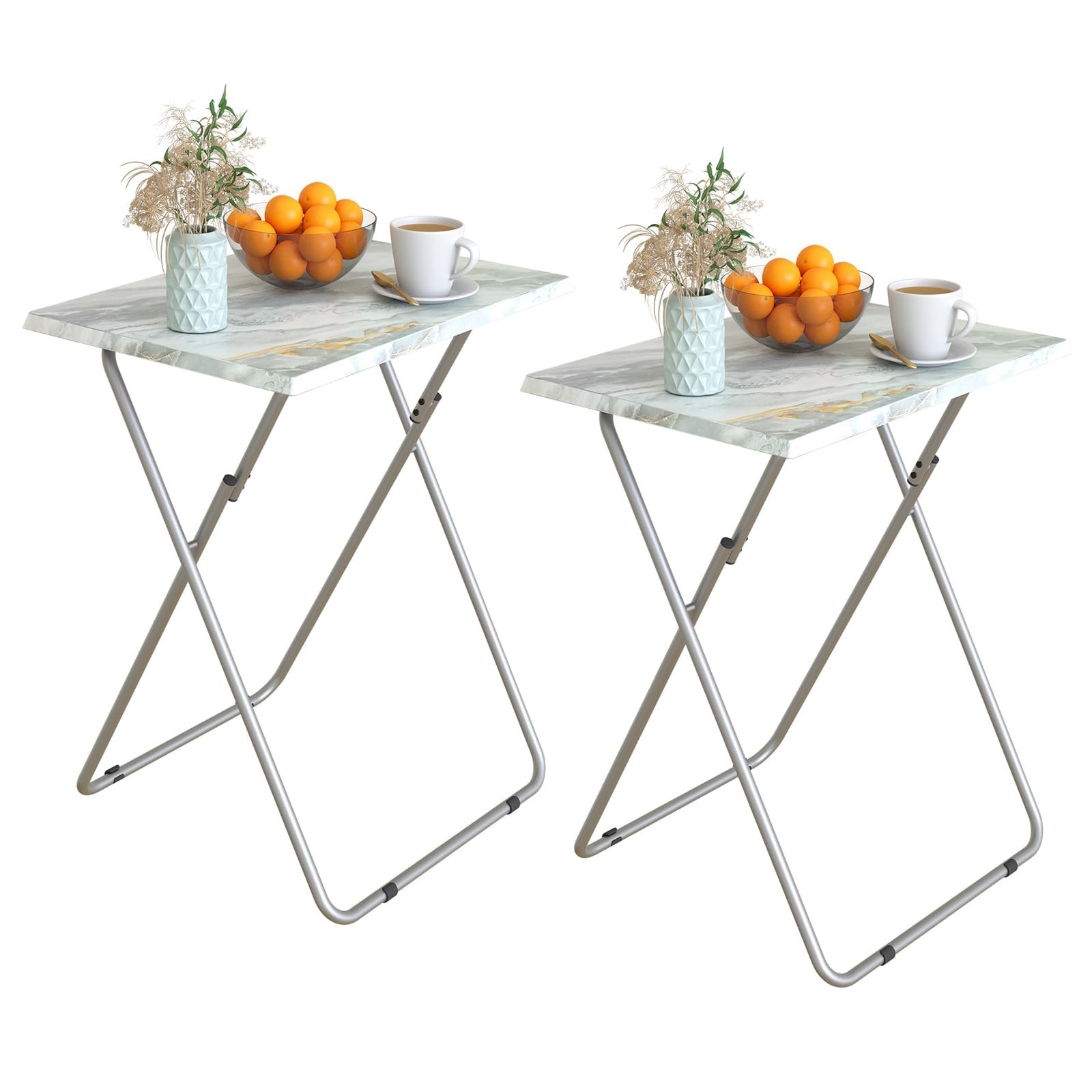 Folding TV Tray Table Set of 2,Dinner Snack Trays Table for Eating on Couch,P...