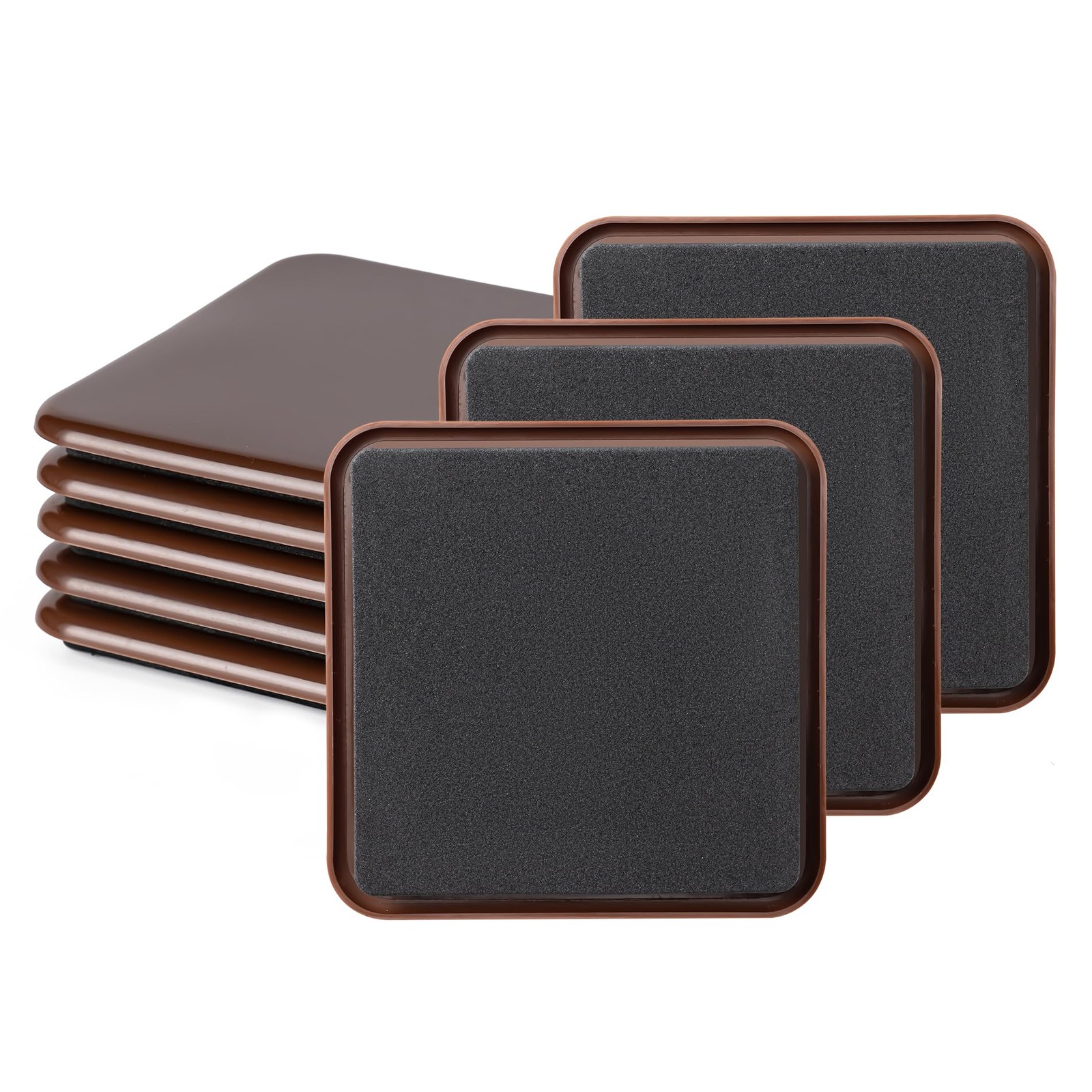 Furniture Sliders, Sliders Pads 4 3/4" Square-8 Pack Coffee, Coffee