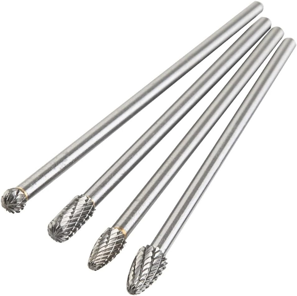 6-Inch Long Carbide Rotary Burr Set 6 Mm (0.25 Inch) Shank Long Reach Double Cu