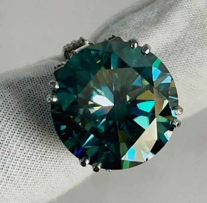 Certified 7.50 Ct Blue Treated Diamond Round Cut Solitaire Ring 925 Silver Ring