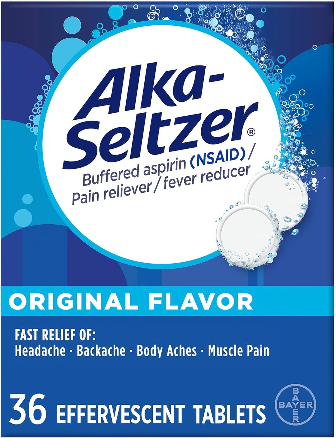 Effervescent Tablets Original Flavor, Fast Multi-Symptom Relief from Headache an