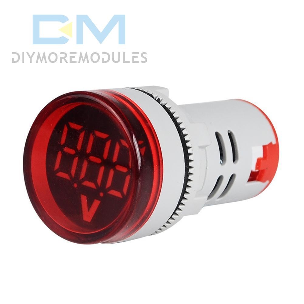 22MM LED Circular Voltmeter Digital Display Gauge Voltage Indicator AC 60-500V
