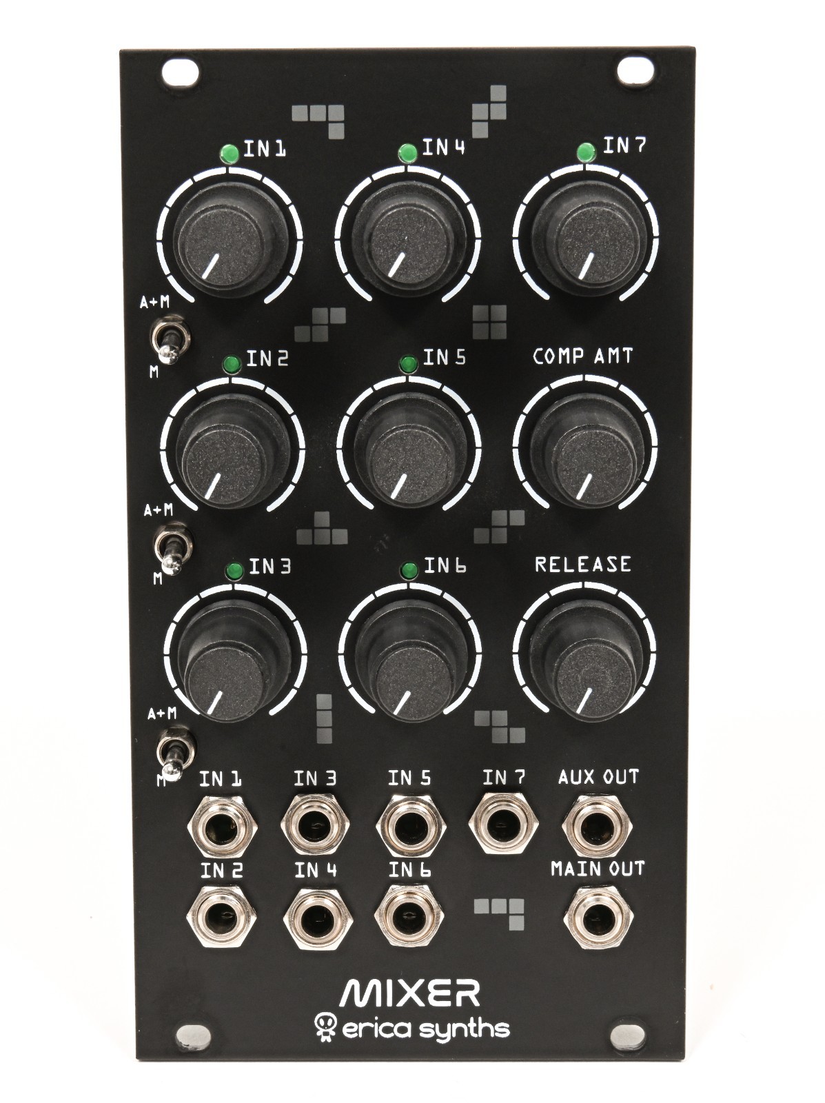 Erica Synths Drum Mixer Seven Input Mixer Eurorack Module w/ Vactrol Compressor