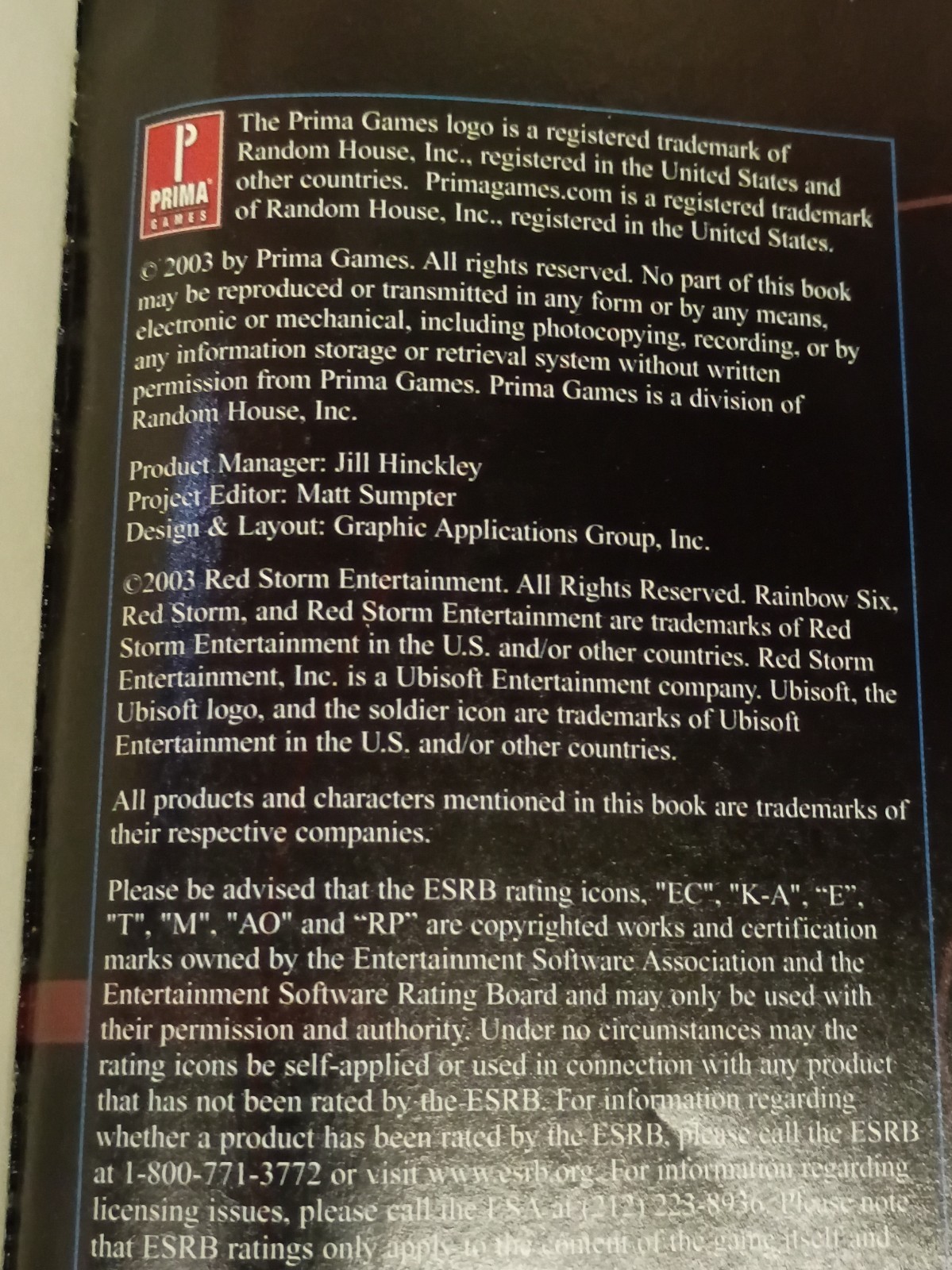 Tom Clancy's Prima's Official Strategy Guide Rainbow Six 3 for Xbox