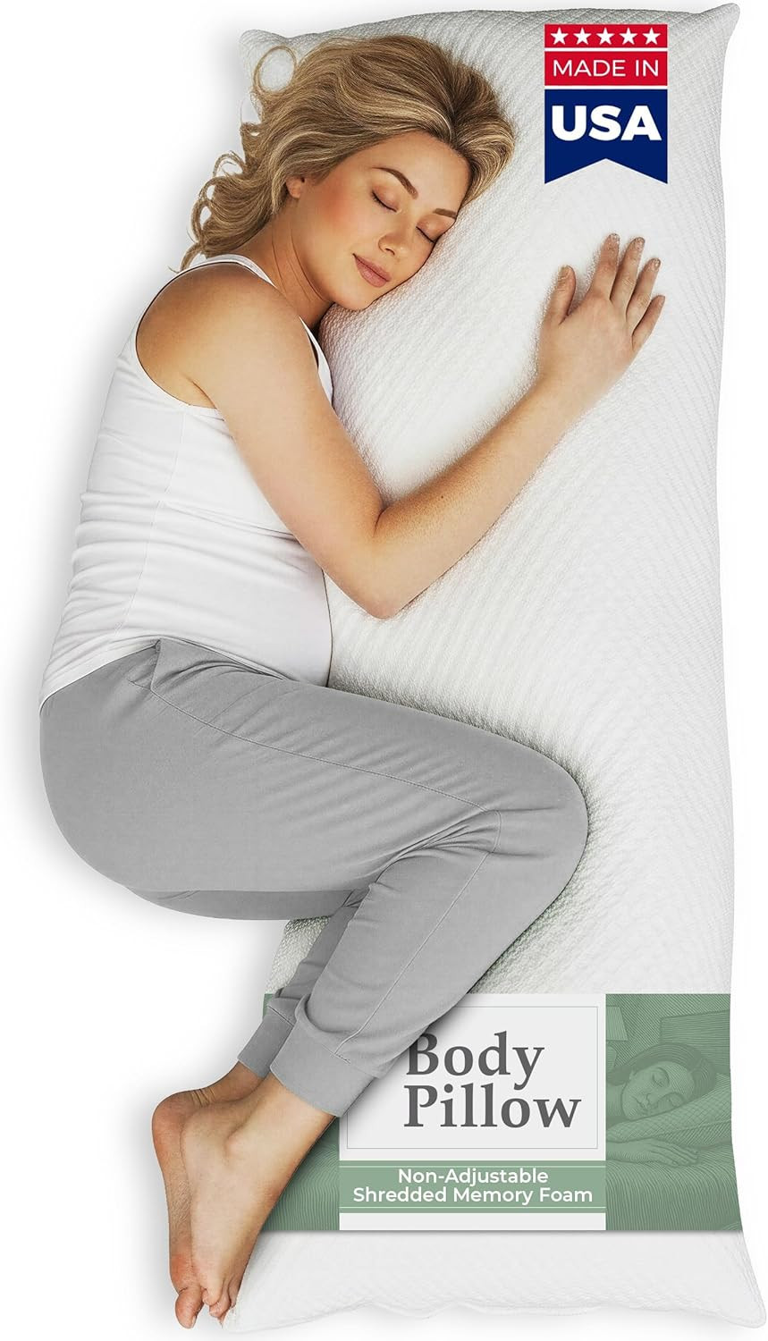 Body Pillow for Adults - Breathable, Full Body Pillow for Side Sleepers - Shredd