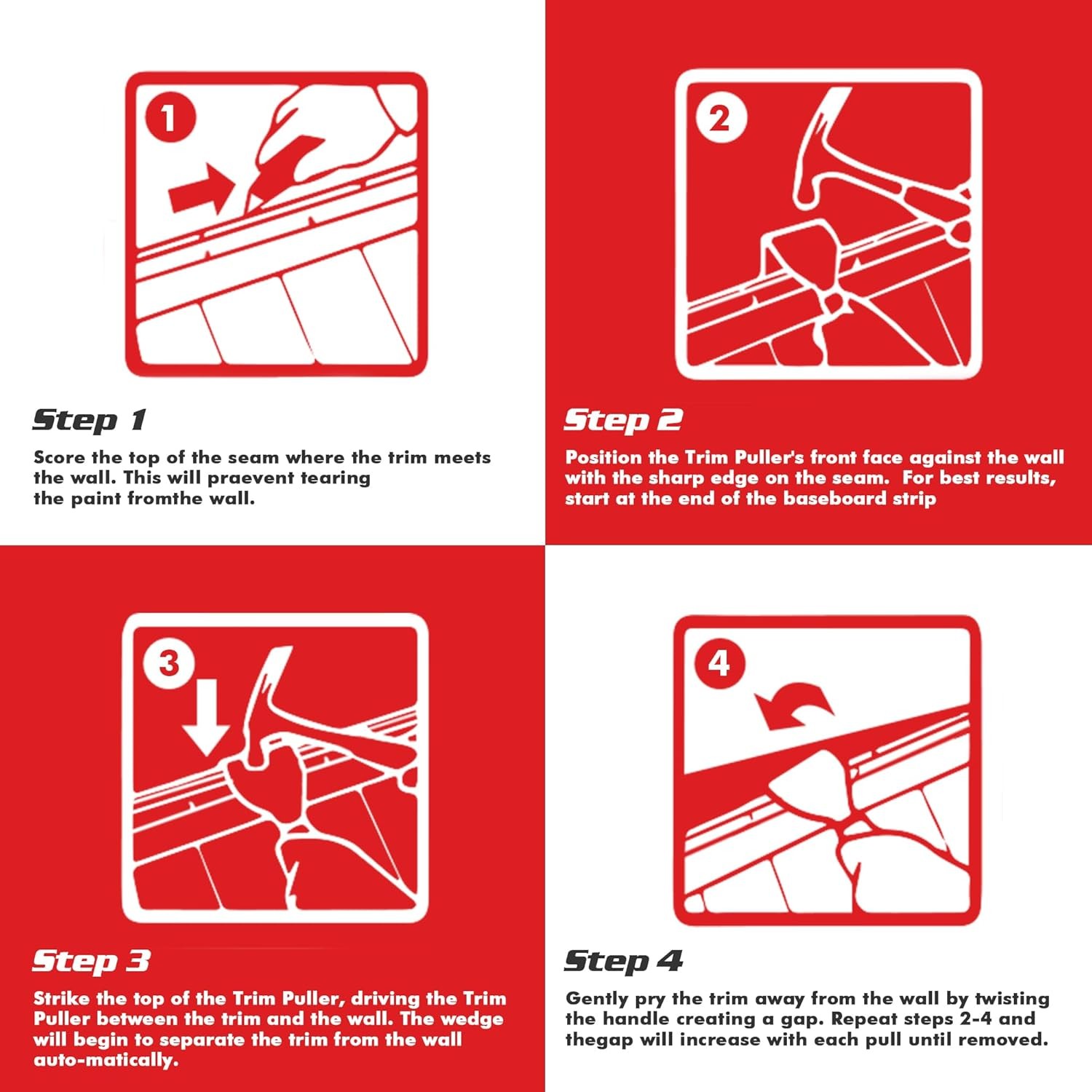 Goldblatt Trim Puller Removal Multi-Tool for Flooring Baseboard Molding Removals