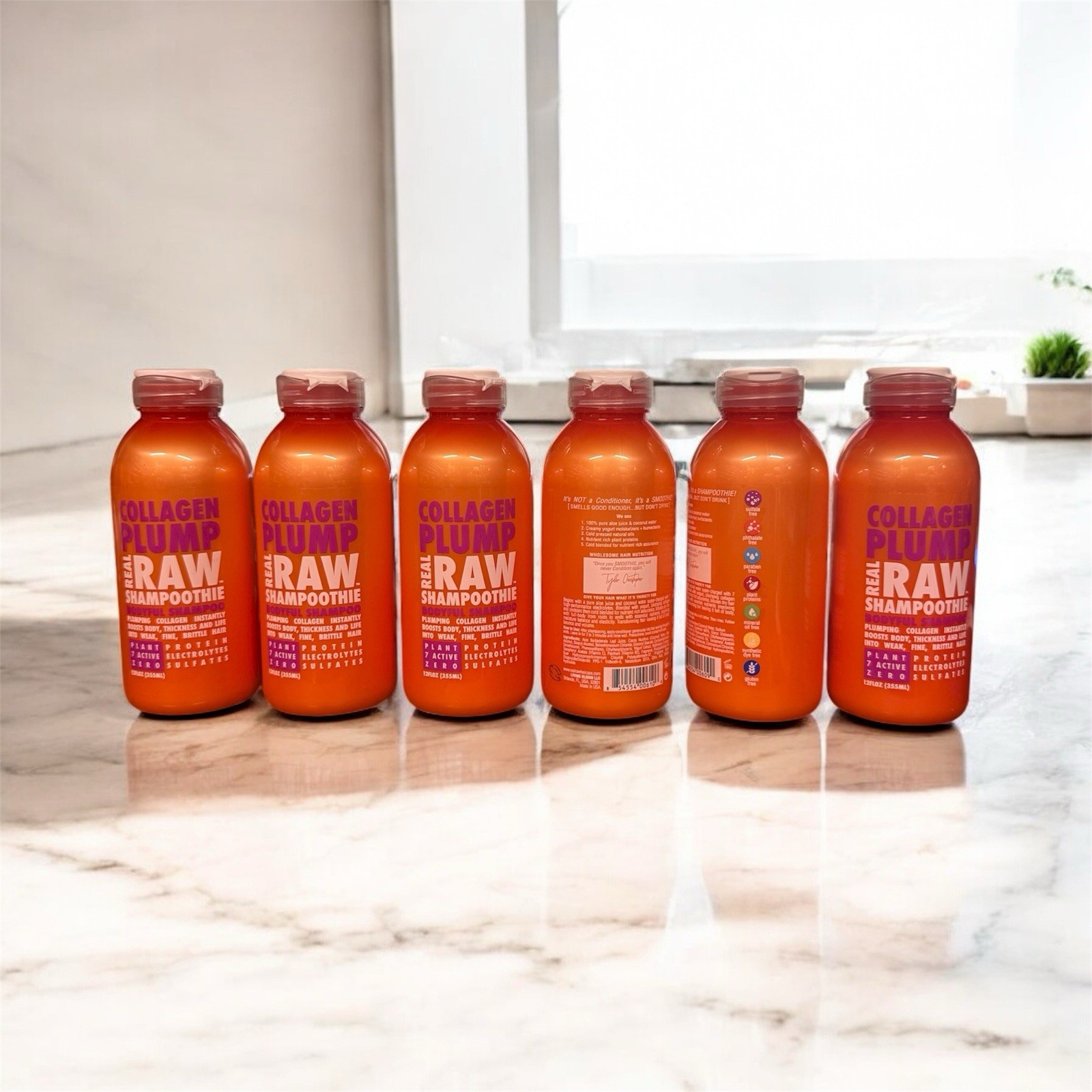Collagen Plump Real Raw Smoothie Bodyful Shampoo 6 Packs 355 Ml Each.