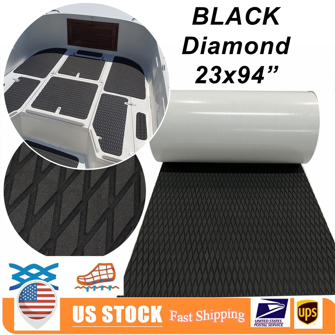 EVA Foam Boat Flooring Black Diamond Mat Nonslip Marine Kayak Surfboard Deck Pad