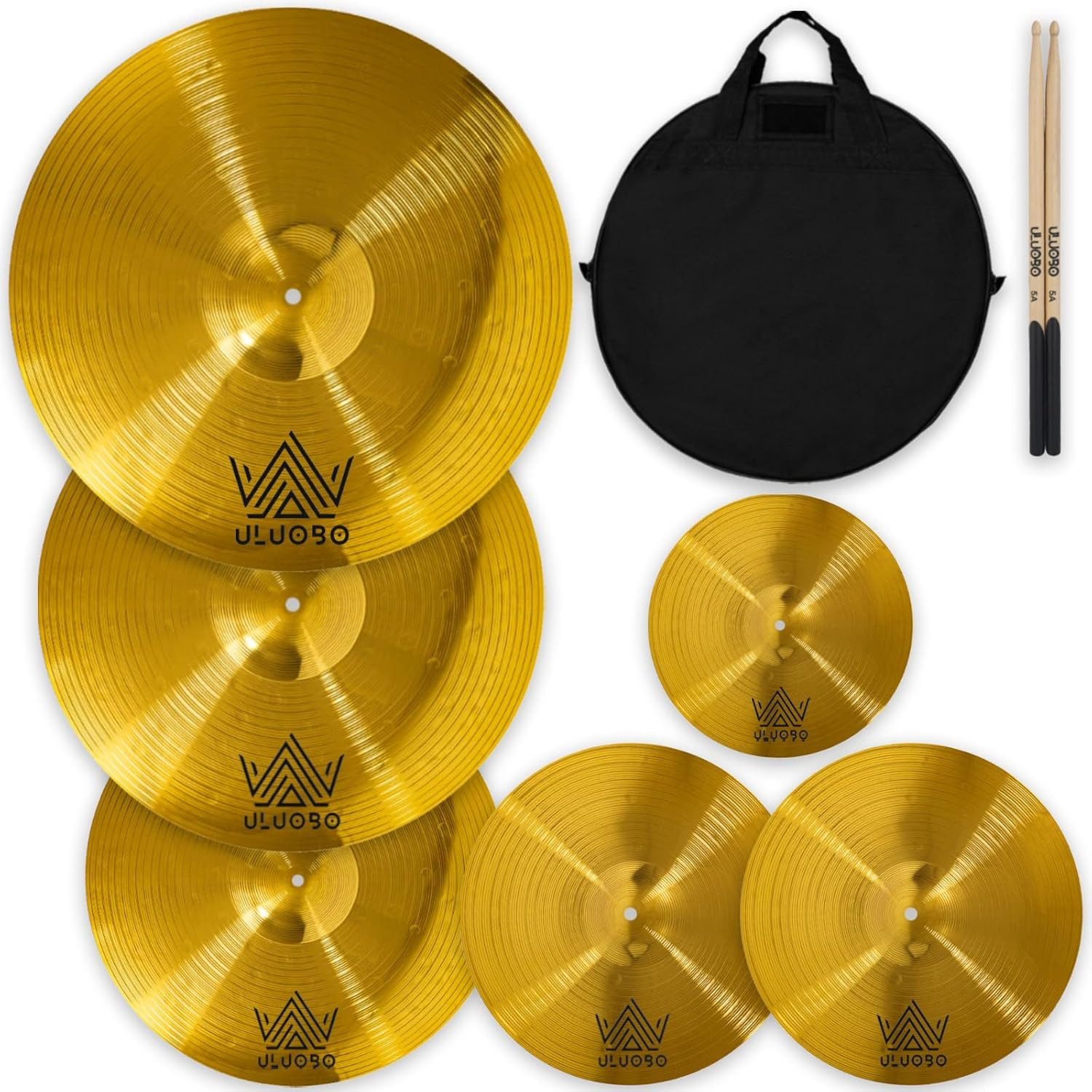 6-Piece Drum Cymbal Set - 10" to 20" High-Quality Cymbals for Drummers