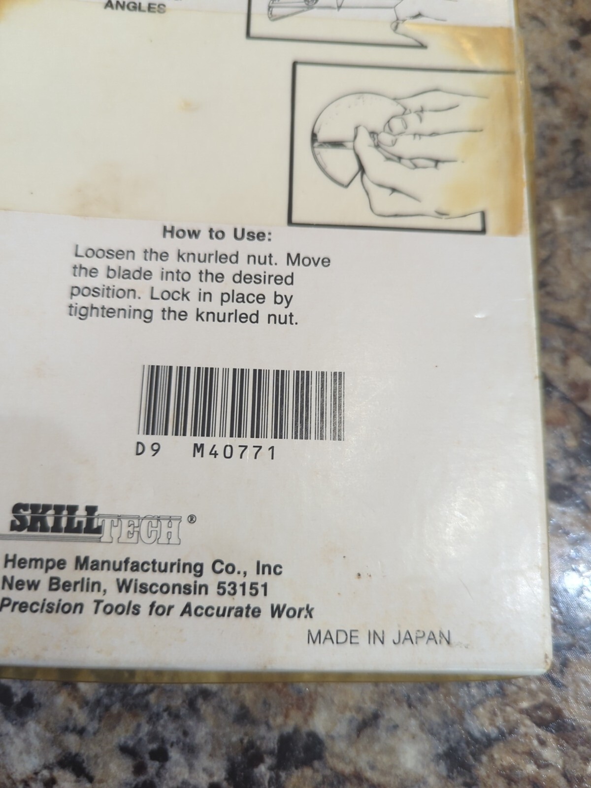 Vintage NOS General Hardware Made In Japan Protractor Skilltech Stainless