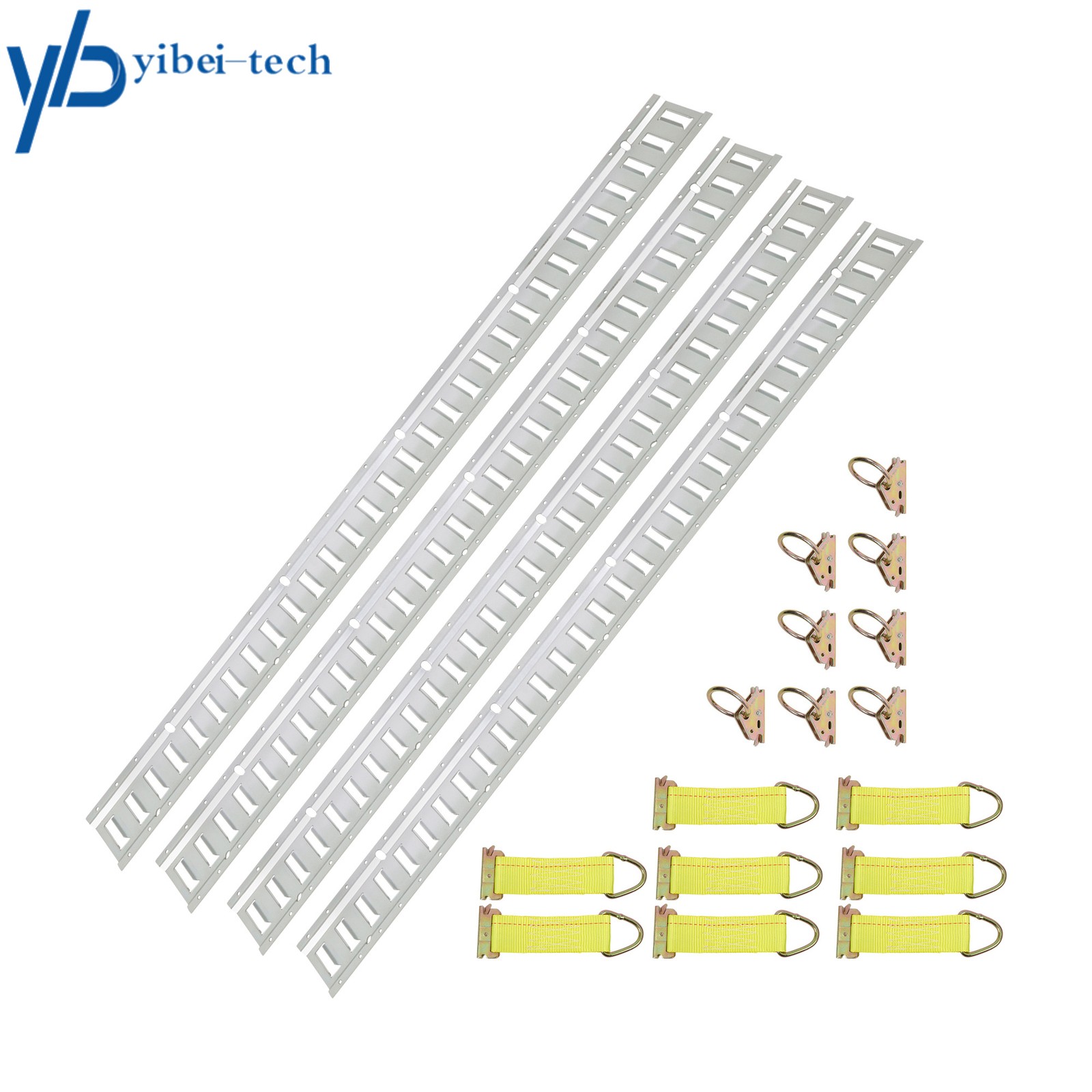 New 4 Galvanized Horizontal 5' E Track Rails 8 O Rings 8 Rope Tie Offs