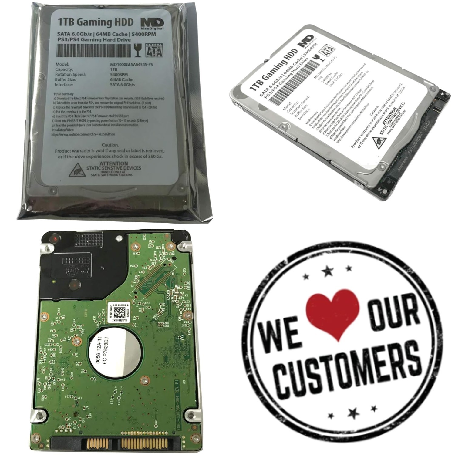 1TB 2.5inch 7MM Gaming Hard Drive for PS3/PS4 - 64MB Cache**