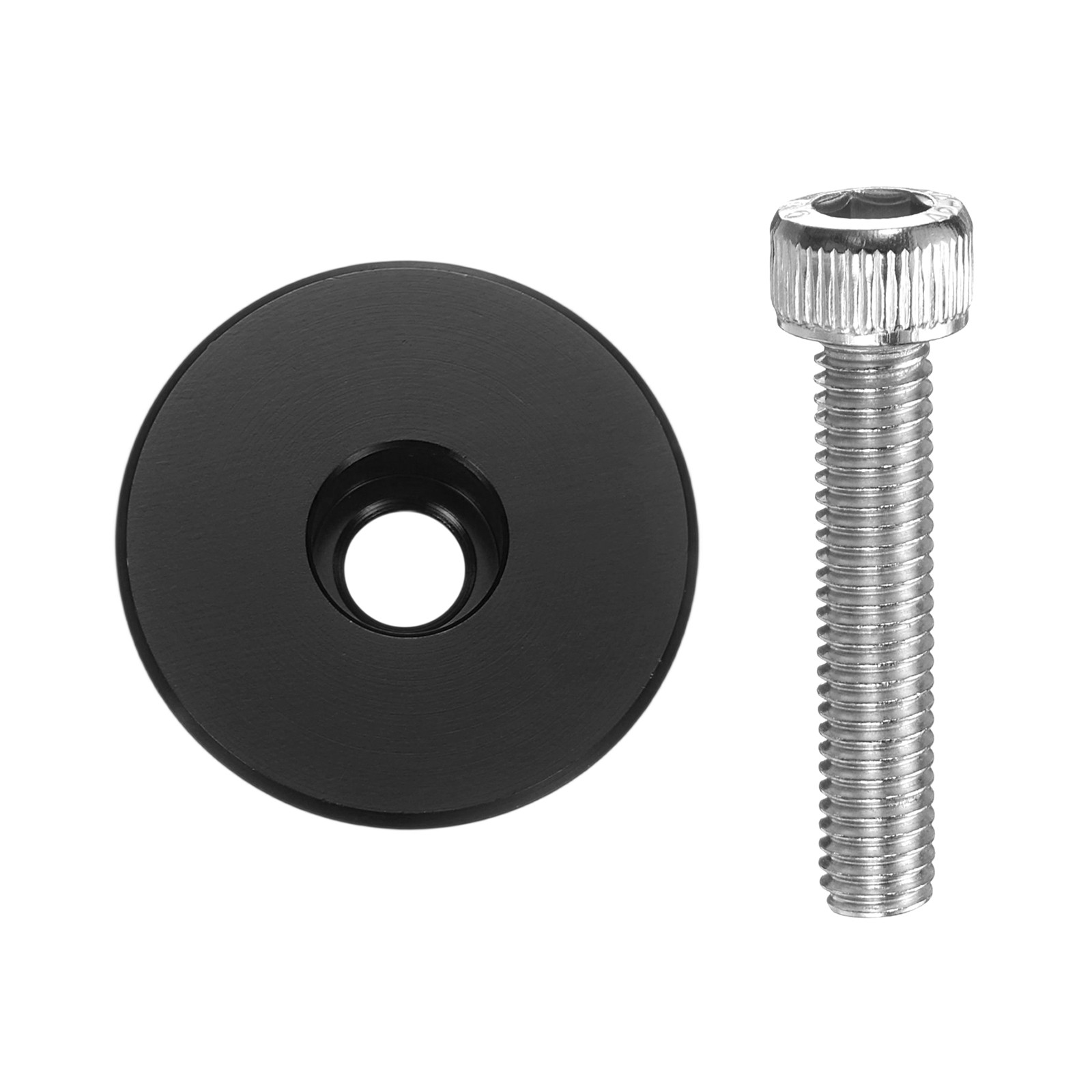 Bicycle Headset Stem Top Cap 1-1/4" OD Glossy Surface Black