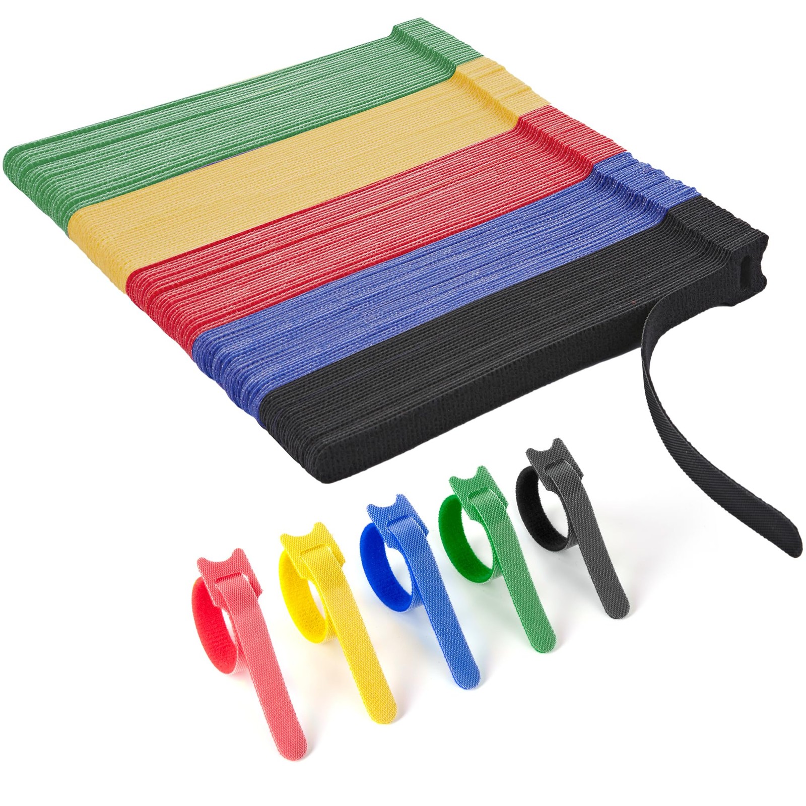 180 PCS Reusable Cable Ties with Hook and Loop, Multi-purpose Adjustable 8 In...