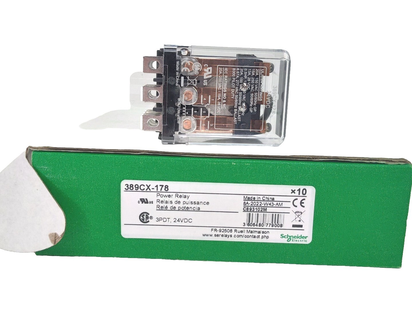 *Lot Of 2* Schneider Electric 389CX-178 Power Relay 24 VDC