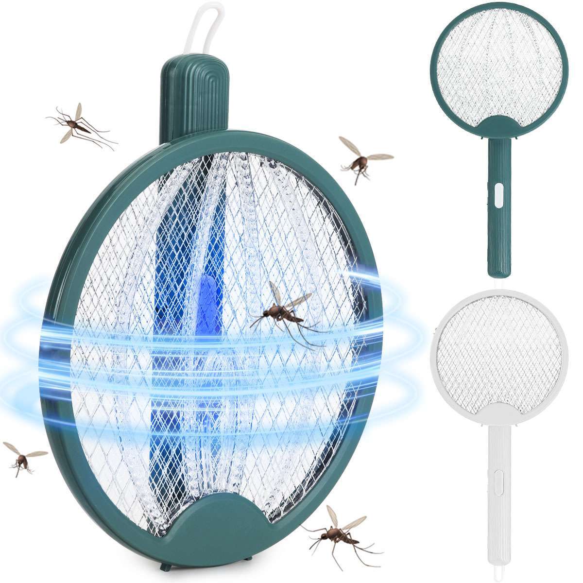 USB Rechargeable Mosquito Fly Swatter Bug Zapper Cordless Insect Killer Racket