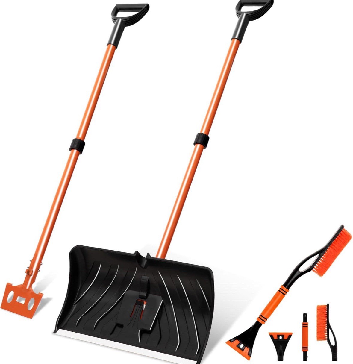 Snow Shovel with Ice Blade, 22-Inch Heavy Duty Removable Snow Shovel for Drivewa