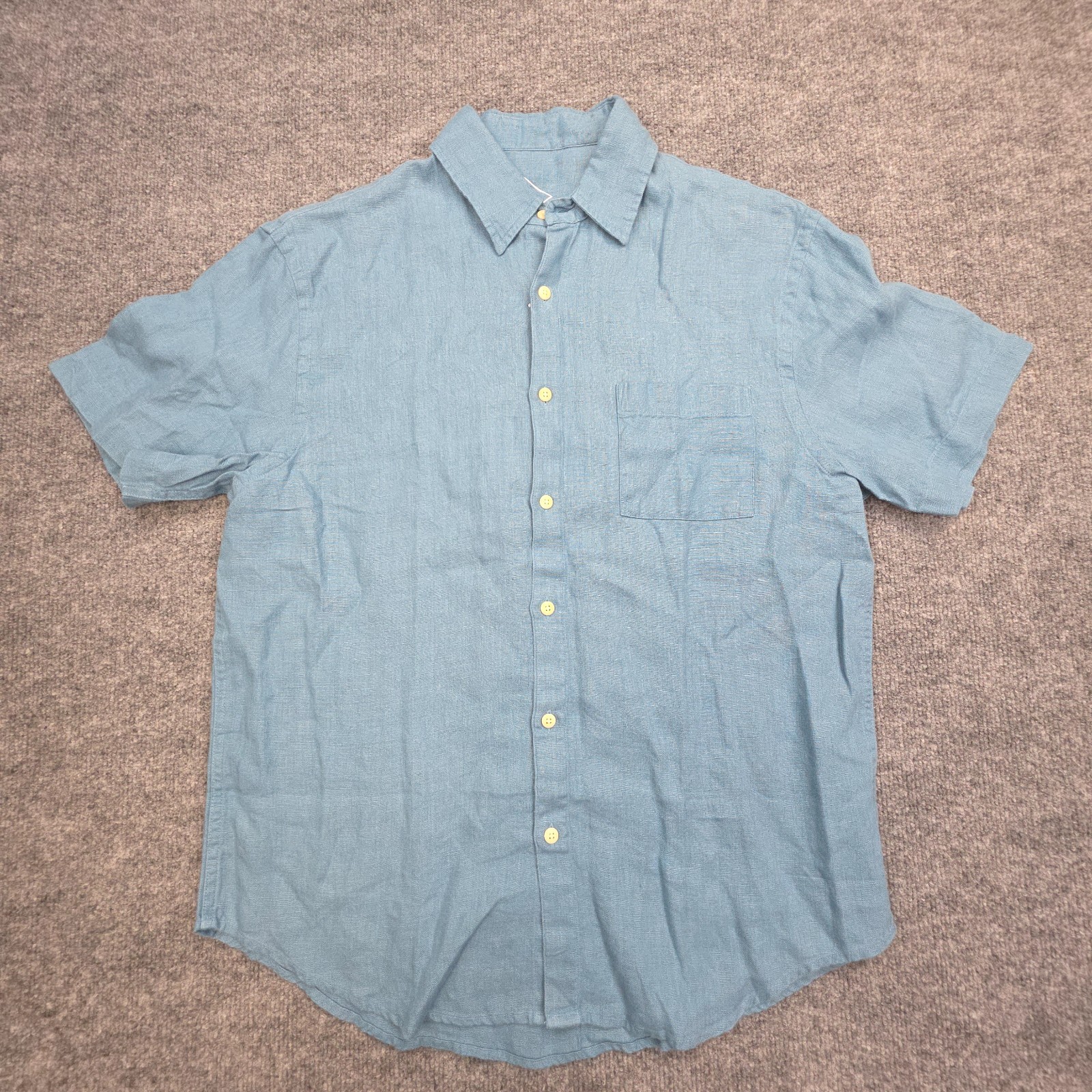 ALEX Crane Knit Ola Shirt Men's Large Blue (Indigo) Button Up Linen NWT