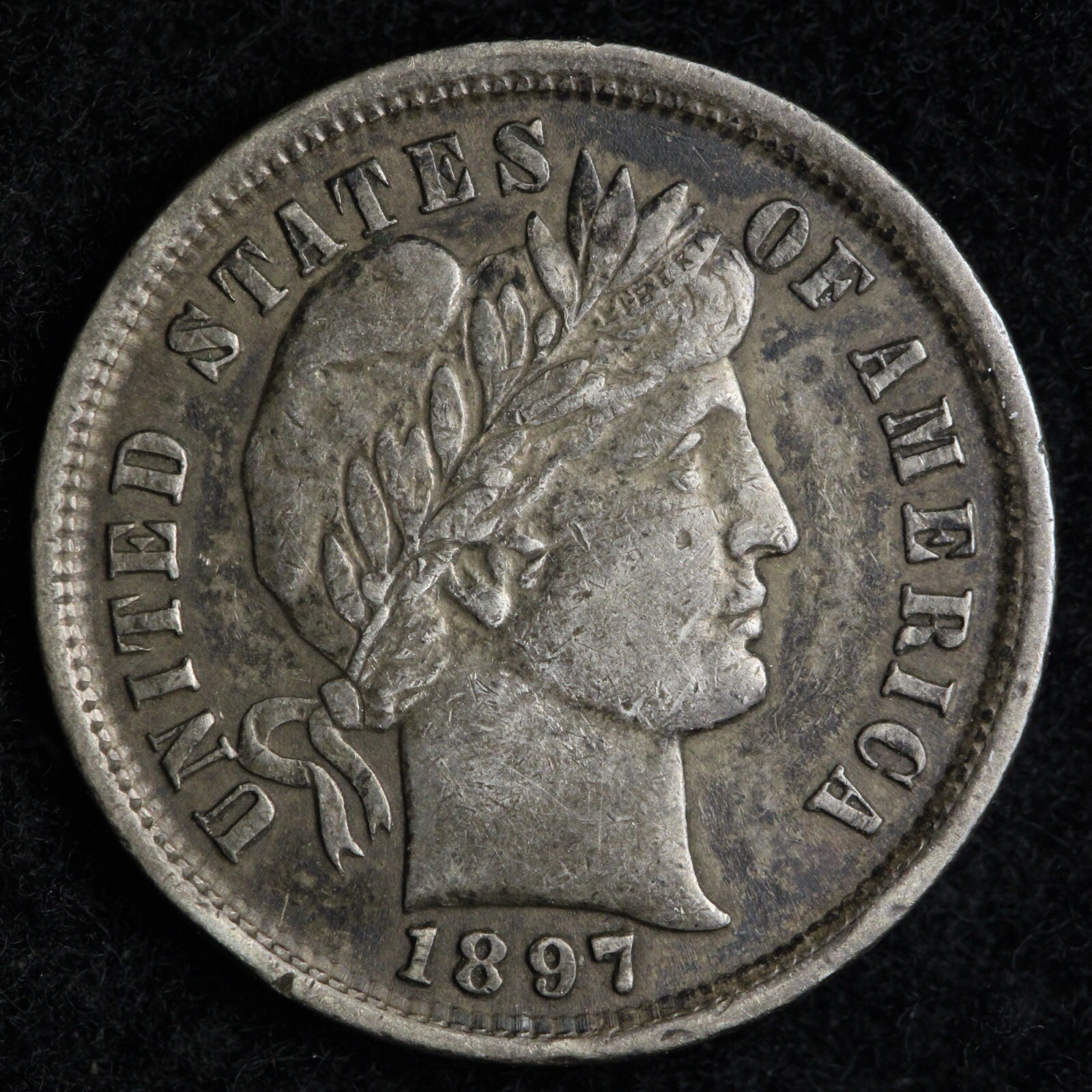 1897 Barber Silver Dime CHOICE AU E257 GEF