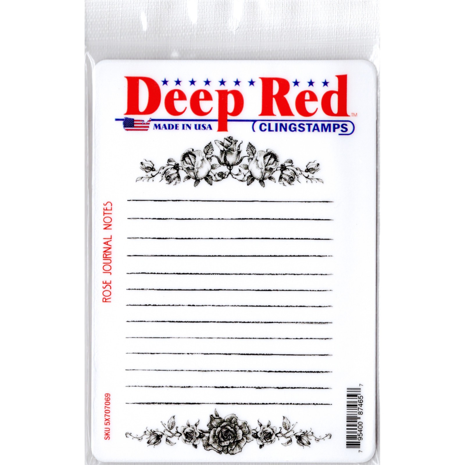 Deep Red Stamps Rose Journal Notes Rubber Cling Stamp