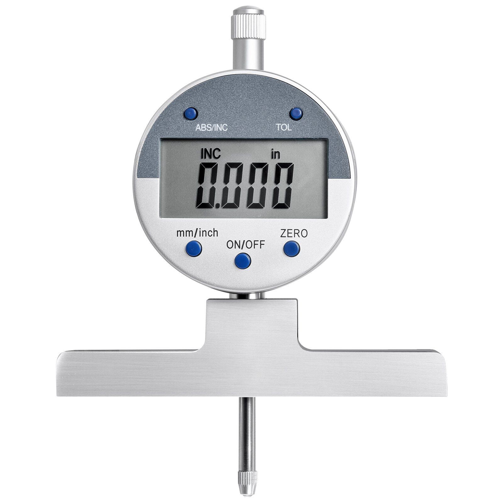 Digital Depth Micrometer 0-22in, 0.0005" Res, Stainless Steel, 4 Anvils