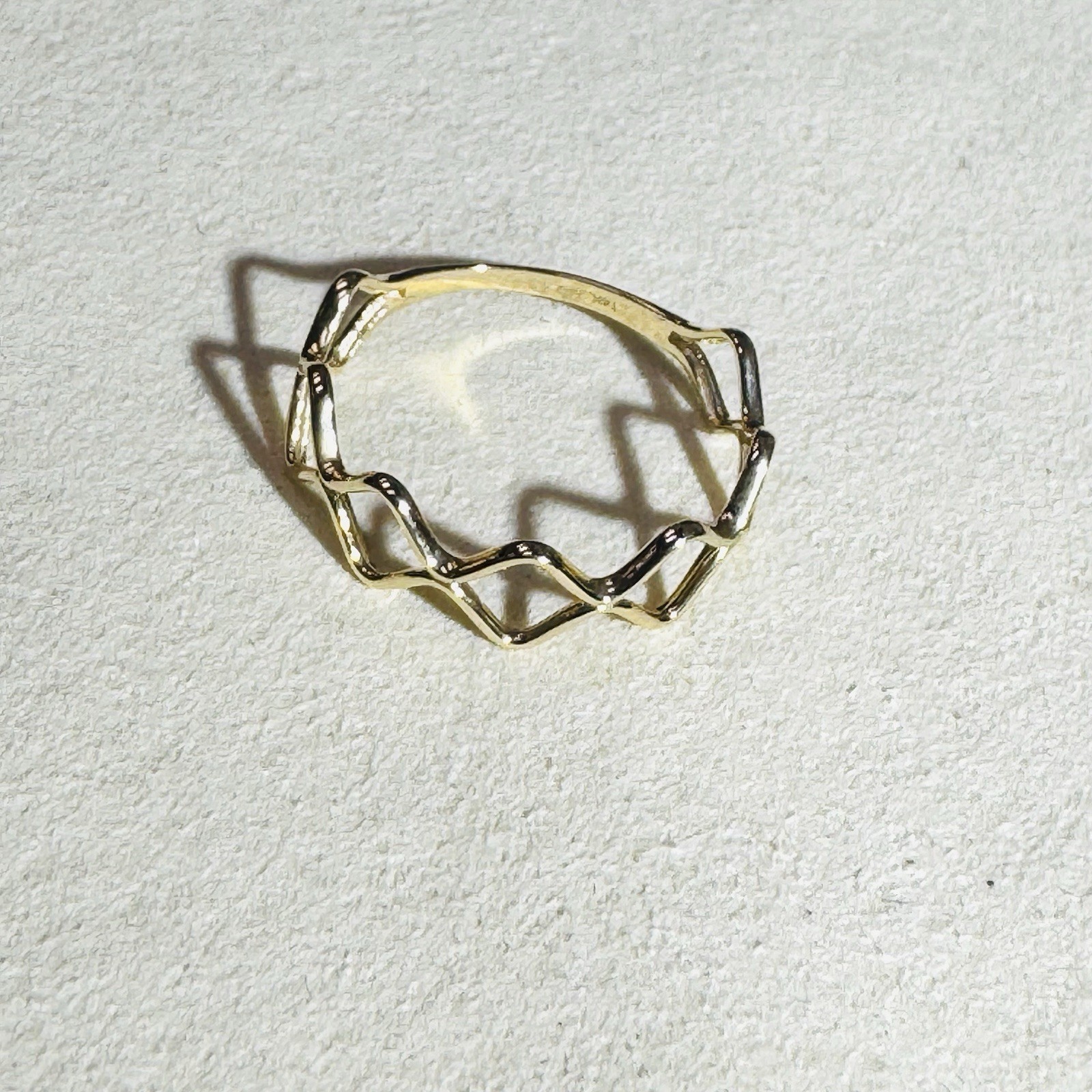 Solid 14K Yellow Gold Unique Stacking Ring Size 8