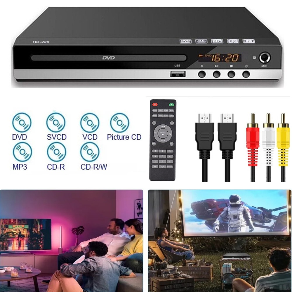 HDMI DVD CD Player for TV 1080P Region Free DVD Players for Smart TV Mini DVD