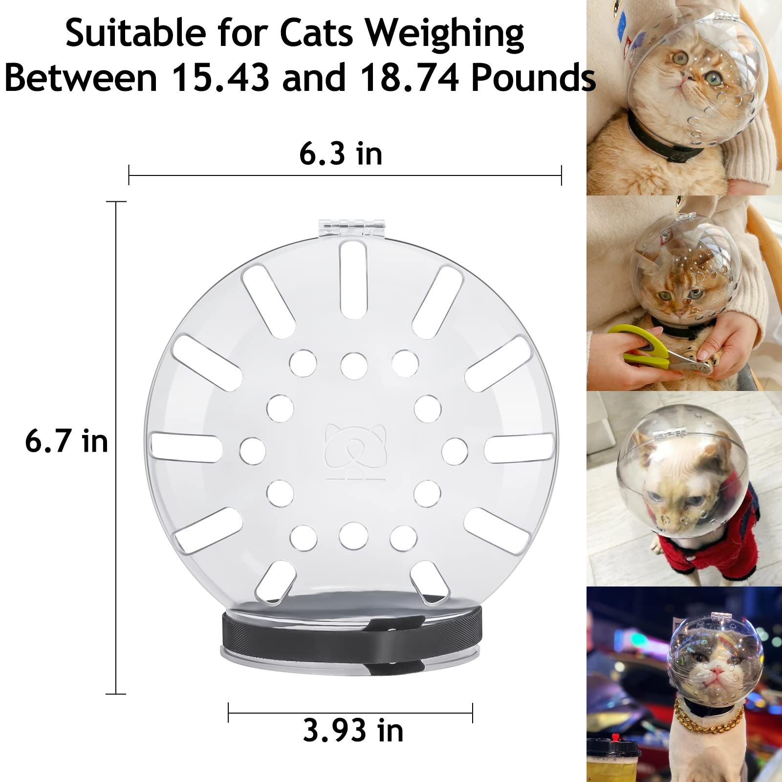 Cat Transparent Muzzle with Breathable Hood, Adjustable Kitten Astronaut Helm...