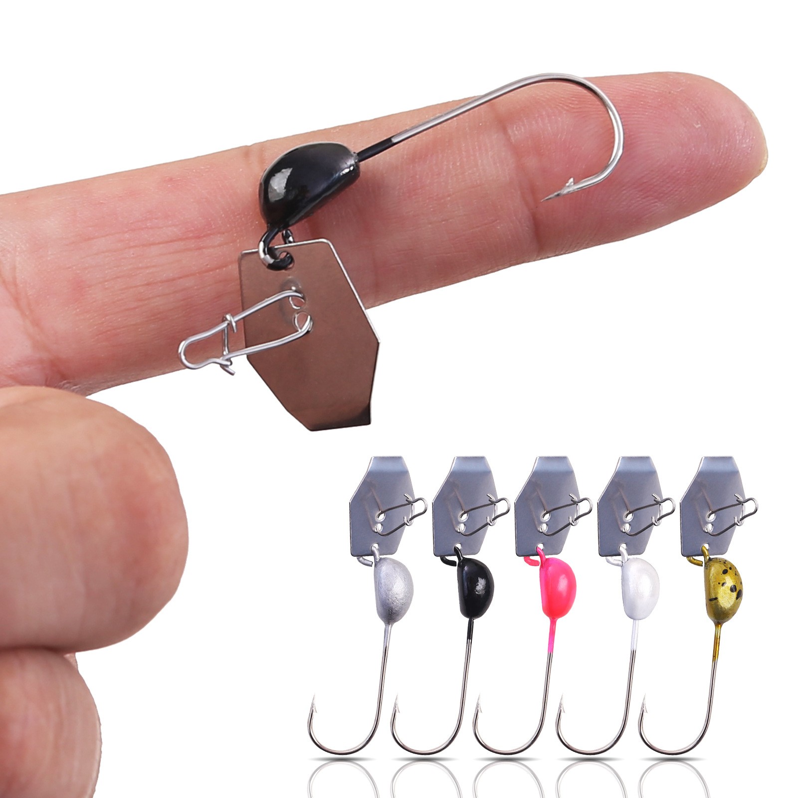 10Pcs Lead Jig Head Fishing Hook Crappie Blade Chatter Spinner Bass Baits 4.2g