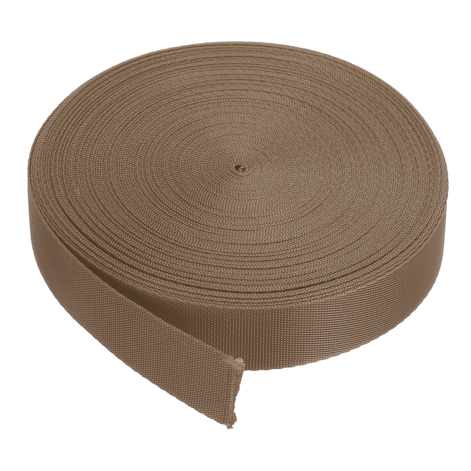 Flat Nylon Webbing Strap 1 Inch 20 Yards Light Brown for Backpack Luggage-rack