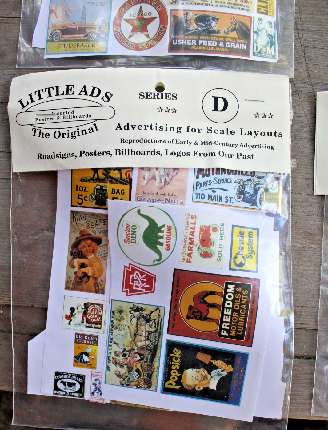 9 Packs of Vintage Little Ads Posters & Billboards for O Scale