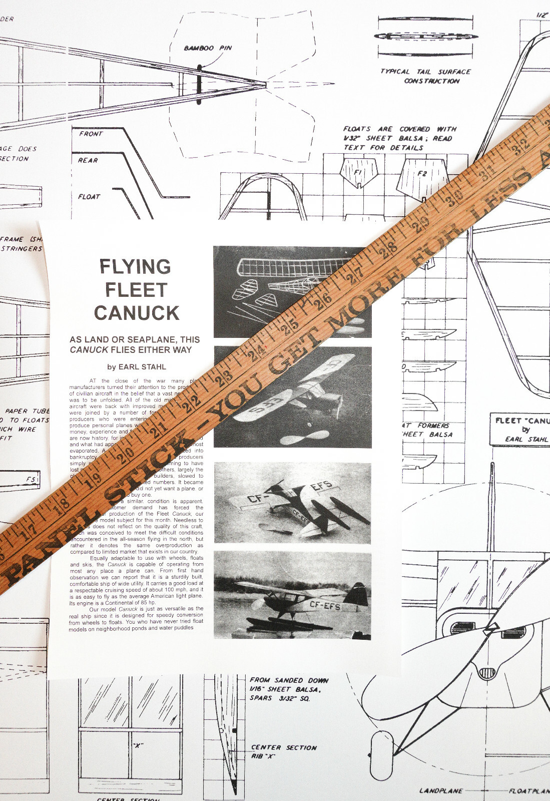 FLEET CANUCK PLANS + CONSTRUCTION ARTICLE for 27” FF Model Airplane