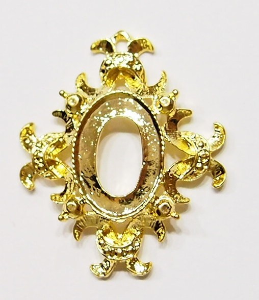 10 of 18x13mm Shiny Gold Old Victorian Le Fleur Beaded Pendant Settings 37x31mm
