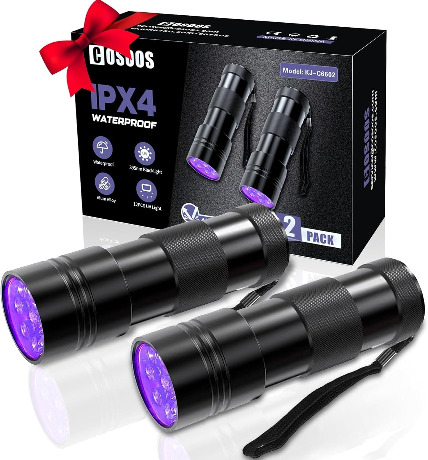 Linterna UV recargable de 395 nm con luz negra para detectar orina de m