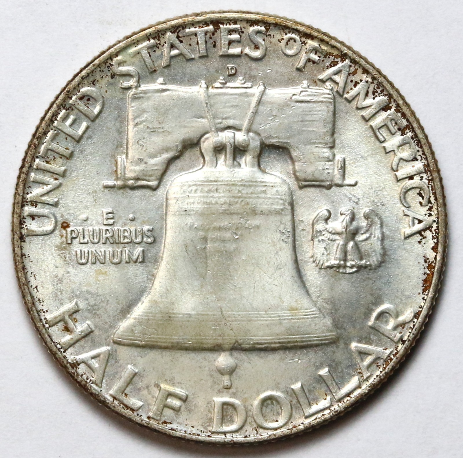 1958-D 50c Franklin Silver Half Dollar Uncirculated - RAW - Excellent Coin