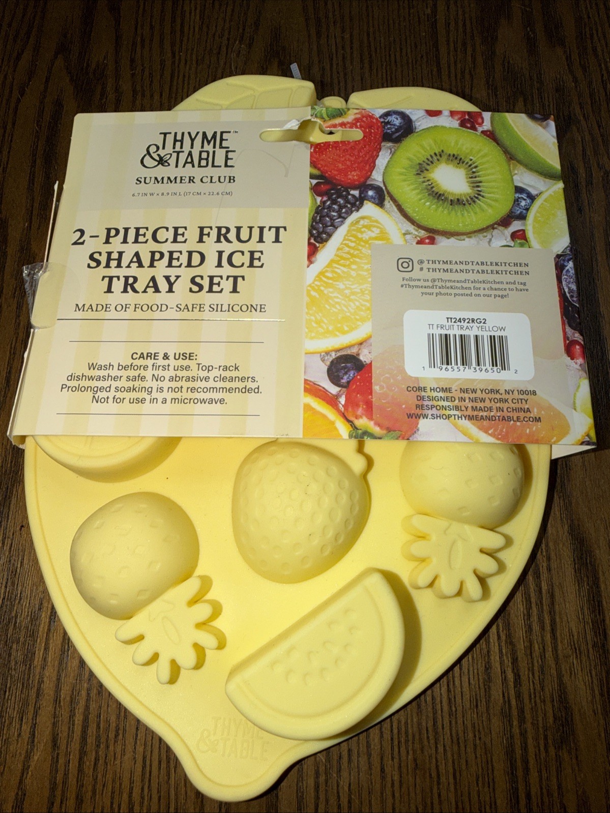 Thyme & Table Summer 2-Pack Fruit-Shaped Silicone Ice Trays Yellow