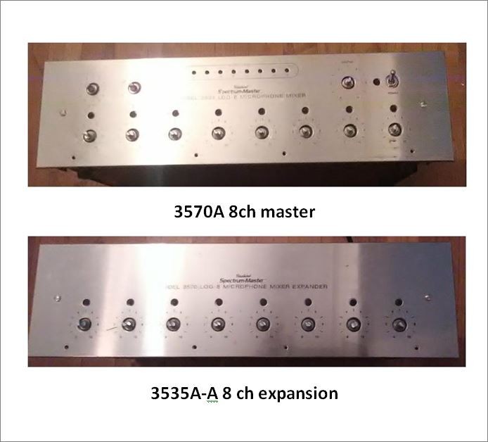 Rauland Borg 3535A + 3570A Log-8 automatic PRO microphone mixer w expansion unit