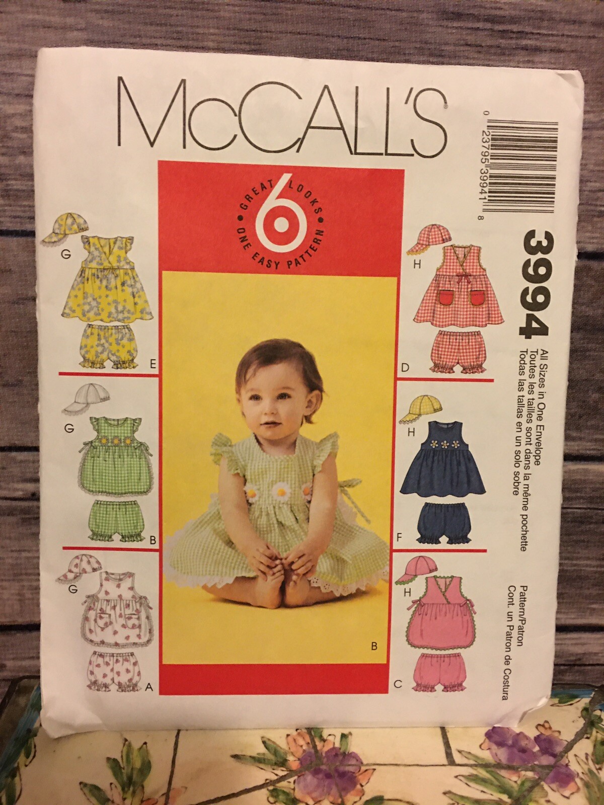 MCCALL 3994 TOPS & BLOOMERS & HAT EASY PATTERN 6 LOOKS INFANT ALL SIZES UNCUT