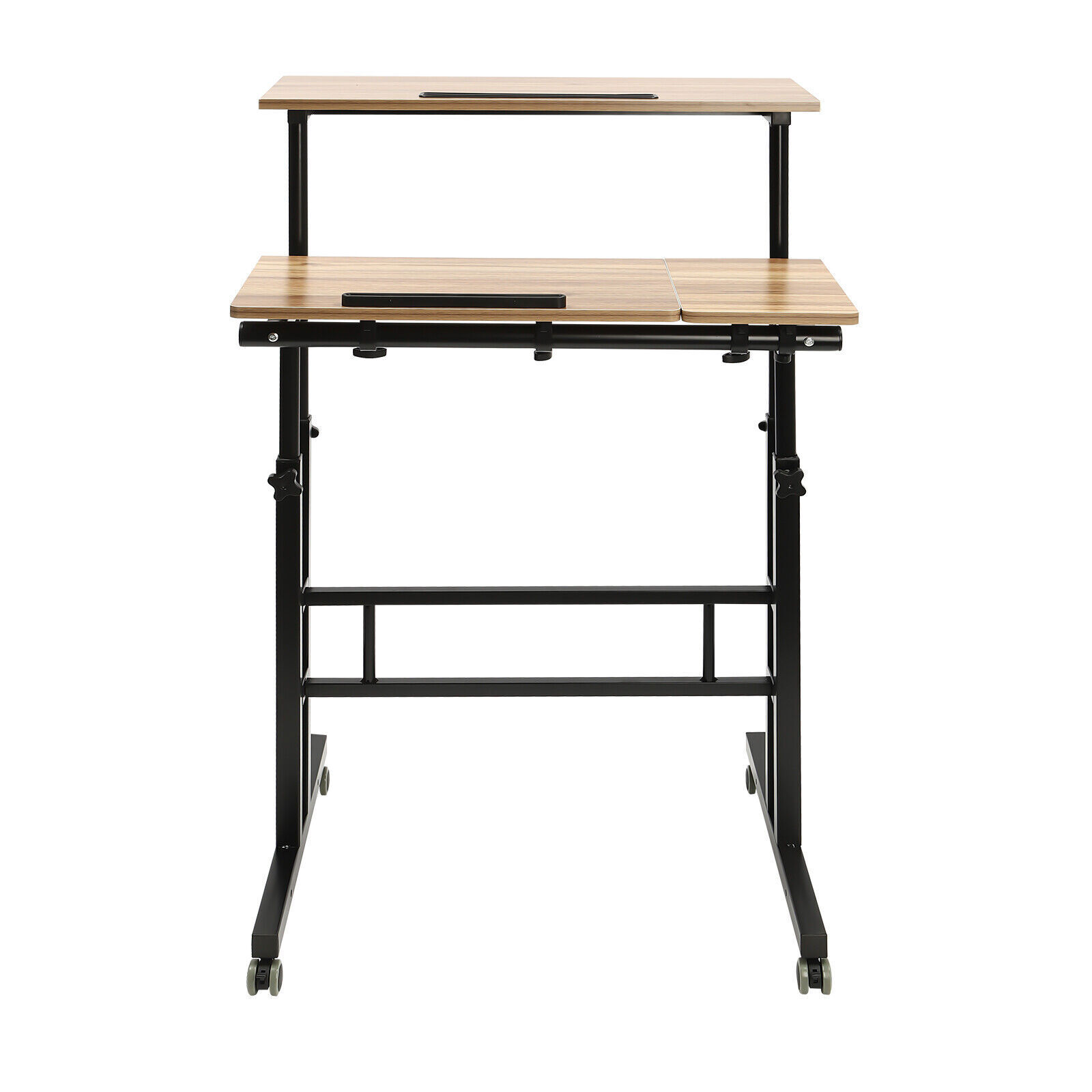 Rolling Laptop Desk Adjustable Height Computer Table Stand up Office Workstation