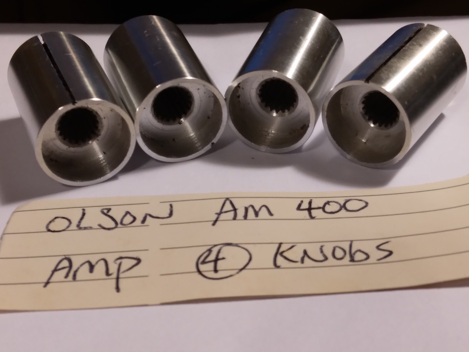 4 Original Knobs for Olson Electronics AM 400 Amplifier. 4 Original Metal knobs