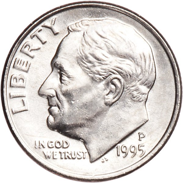 1995 P ROOSEVELT DIME BRILLIANT UNCIRCULATED FROM OBW ROLL
