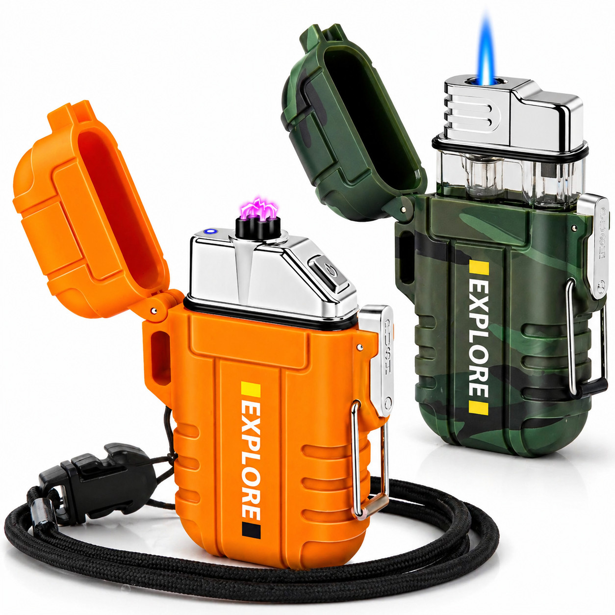 Survival Lighter 2 Pack Waterproof Windproof Plasma Arc Torch Camping Gear