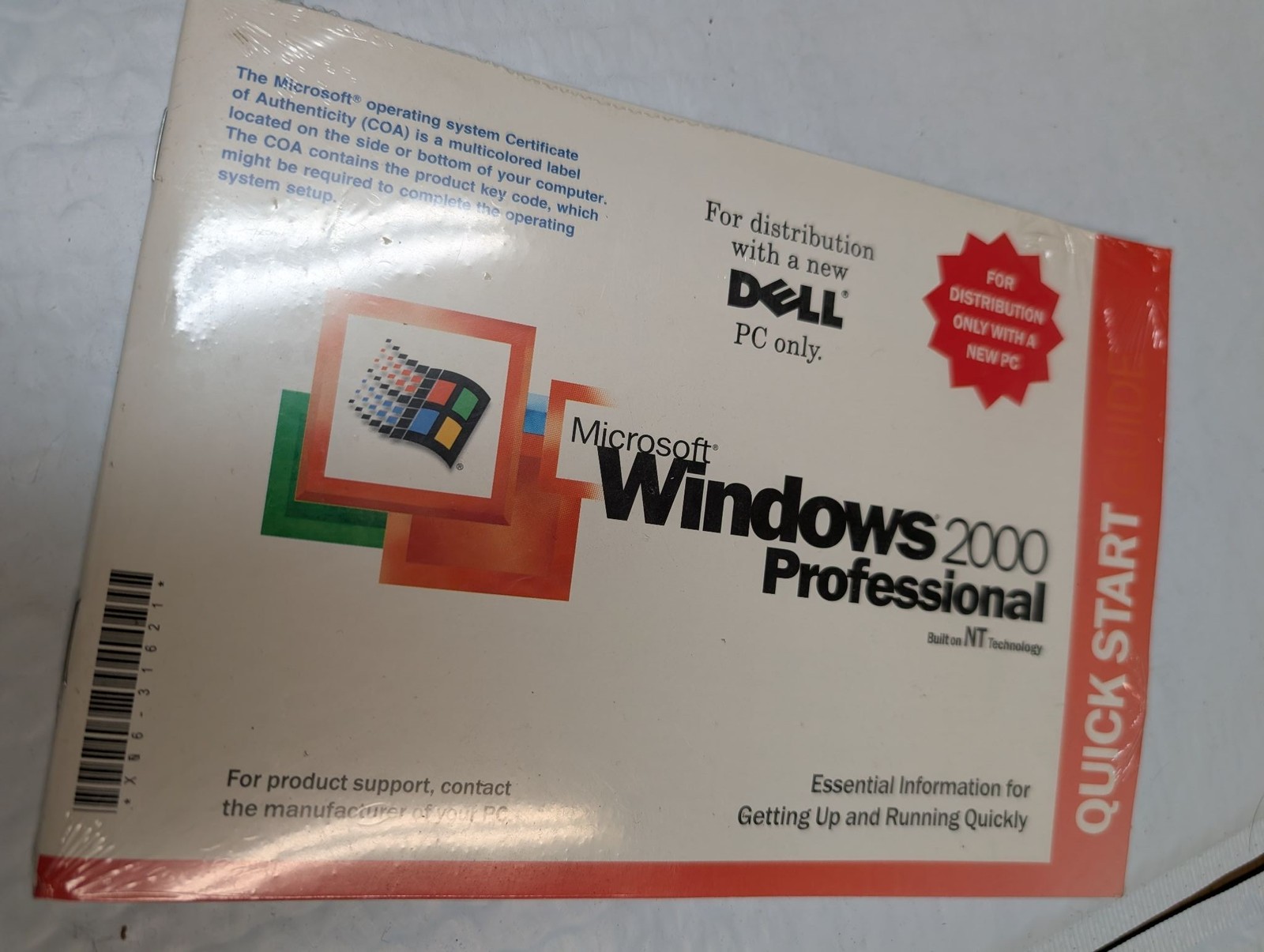 Microsoft Windows 2000 Professional COA Dell OEM Reinstallation CD SP2 SEALED
