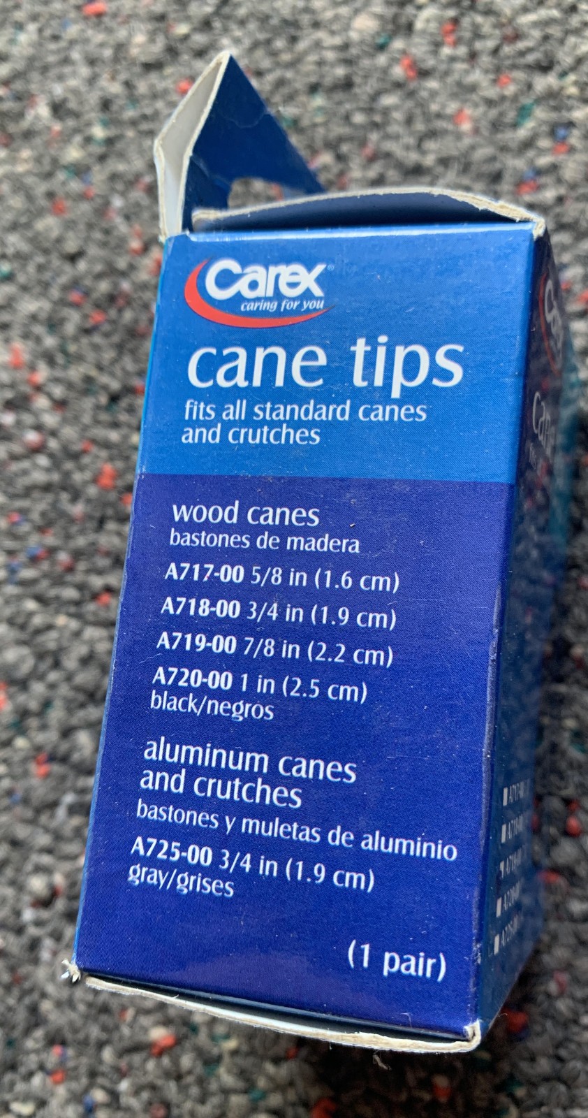 Cane Tips Carex A719-00 7/8in Black/2 Pack - New